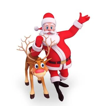 Santa with reindeer Stock Illustration