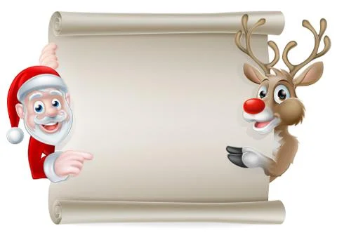 Santa Reindeer Scroll イラスト素材