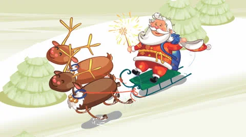 Santa riding in sleigh background Video stock 25596961