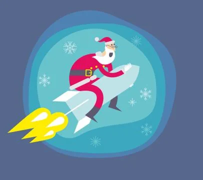 Santa On a Rocket Stock Illustration