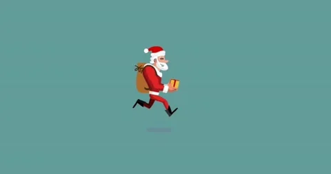Santa running with gift box animation 스톡 동영상 144057113