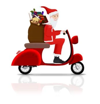 Santa on Scooter Stock Illustration