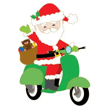 Santa on Scooter Stock Illustration