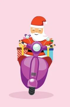 Santa on scooter Stock Illustration