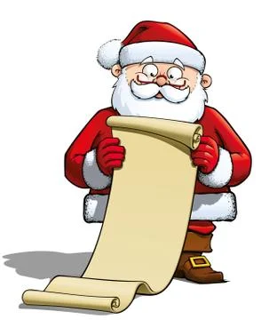 Santa with Scroll Stock Illustration