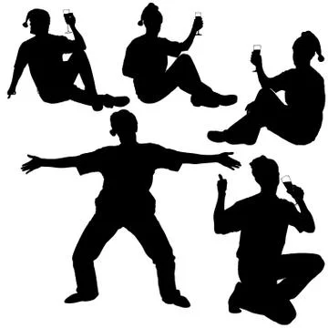 Santa Silhouettes Stock Illustration