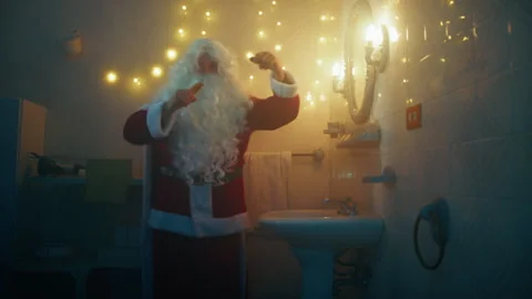 Santa Singing And Dancing While Preparing For Christmas Stock Footage 294758031