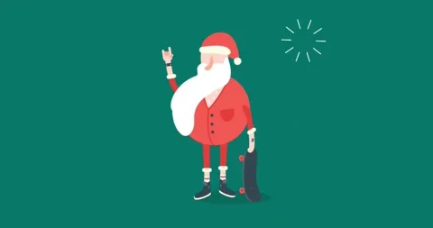 Santa with Skating Board Animation 스톡 동영상 144058009