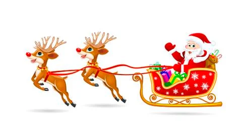 Santa on sleigh with deer Stock Illustration