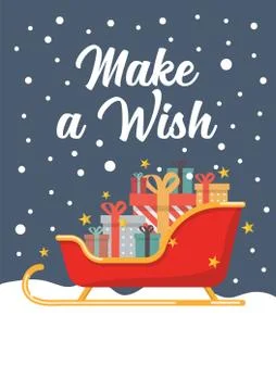 Santa sleigh full of present boxes Greeting card Stock Illustration