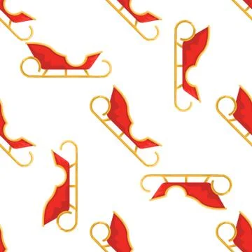 Santa sleigh seamless pattern for your design. Cartoon style. Vector Stock Illustration