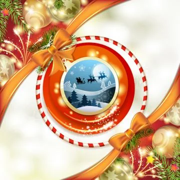 Santa sleigh in shape ball Stock Illustration