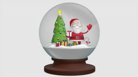 Santa Snow Globe with transparent (alpha) background Stock Footage 252031008