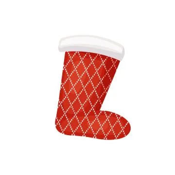 Santa Sock with Pattern of Cross Over Points Vector Stock Illustration