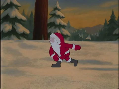 Santa Started It! Retro Animation of a fight between Santa and an angry Snowman! Stock Footage 320455188