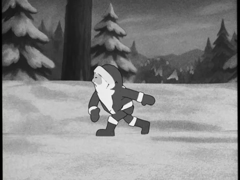 Santa Started It! Vintage Style Animation of Santa vs Snowman! Stock Footage 327713863
