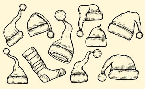 Santa stocking cap. Illustrazione stock