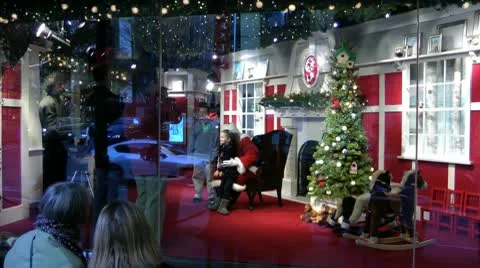 Santa in store window Stock Footage