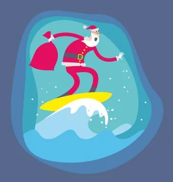 Santa Surfer Stock Illustration