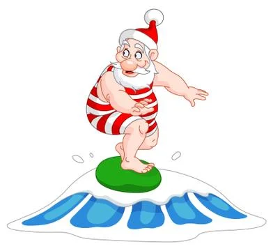 Santa surfing Illustrazione stock