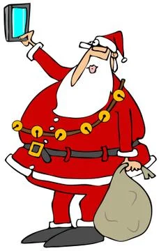 Santa taking a selfy Stock Illustration