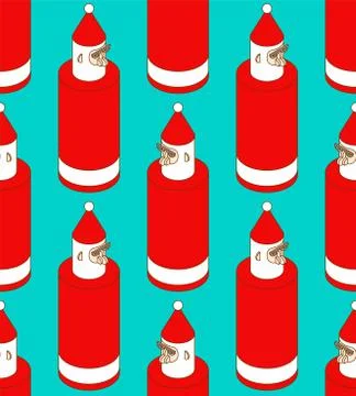 Santa toy for Christmas tree pattern. Christmas Vector background seamless Stock Illustration