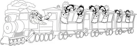 Santa on train Stock Illustration