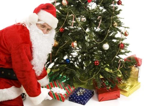 Santa Under the Tree Stock Photos