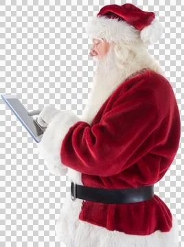 Santa uses a tablet PC Stock Illustration
