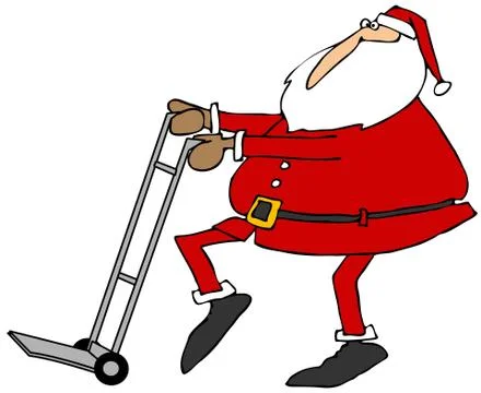 Santa using a hand truck Stock Illustration