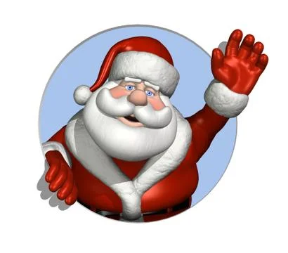 Santa Waving Through a Circle Stock Illustration
