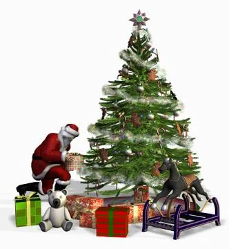 Santa at  Work Stock Illustration