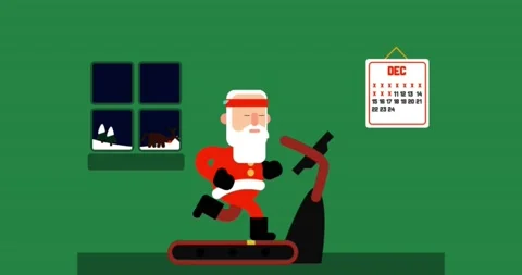 Santa work out animations Stock Footage 144058258