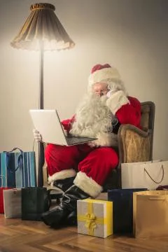 Santa at work Foto stock