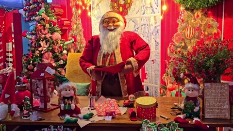 Santa Workshop Christmas Store Display Stock Footage 321893271