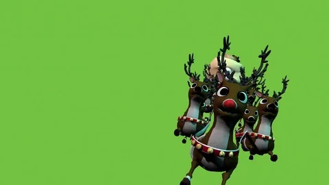 SantaAndReindeer PassOnGreen Stock Footage 81801063