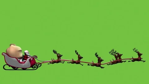 SantaAndReindeer SideLoopOnGreen Stock Footage 81801052