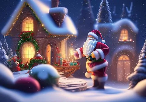 Santaclaus leaving for work Stock Illustration