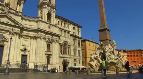 Sant'Agnese from Piazza Navona Stock Footage 66819891