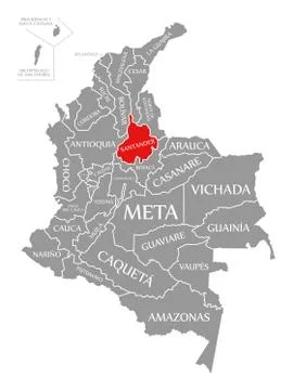 Santander red highlighted in map of Colombia Stock Illustration