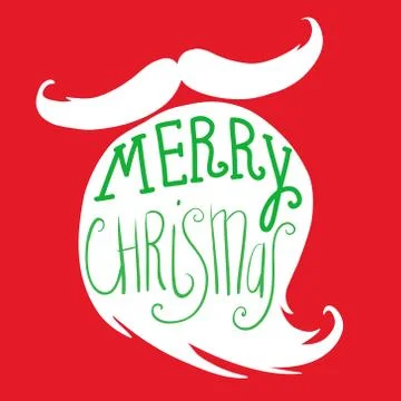 Santa's beard on red background. Merry Christmas card Stock Illustration