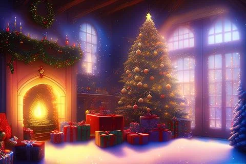 Santa´s christmas tree Stock Illustration