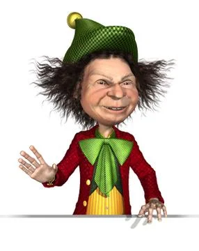 Santa's Elf on Edge or Border Stock Illustration