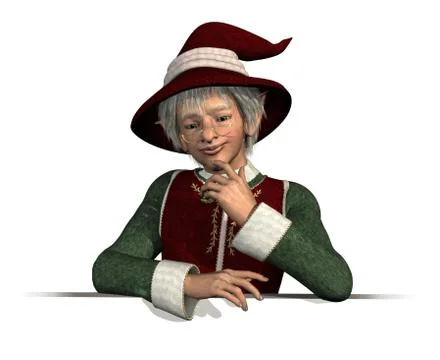 Santa's Elf Leaning on Edge Stock Illustration