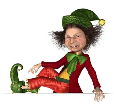 Santa's Elf Relaxing on an Edge Stock Illustration