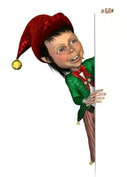 Santa's Elf on the Side of a Border Stock Illustration