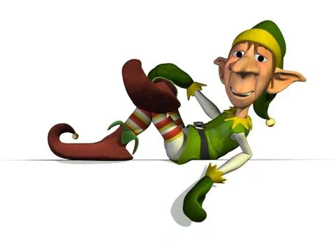 Santa's Elf on Sign Edge Stock Illustration