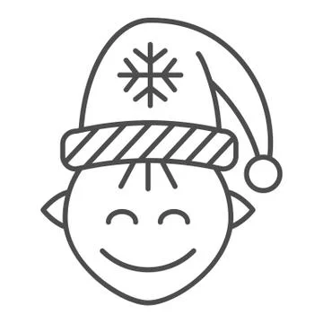 Santas elf thin line icon. Christmas elf vector illustration isolated on white Stock Illustration