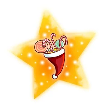 Santa's hat full of candy. Stock Illustration