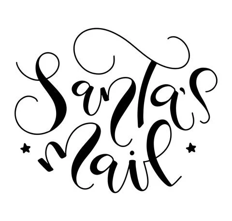 Santa's mail - black calligraphy, vector illustration Stock Illustration